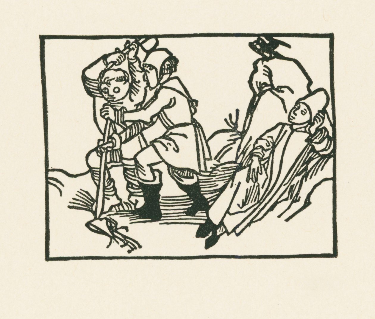 O padre está deitado no prado, um corvo coaxa numa pedra oca, c.1489-90 (xilogravura) de Albrecht Dürer or Duerer
