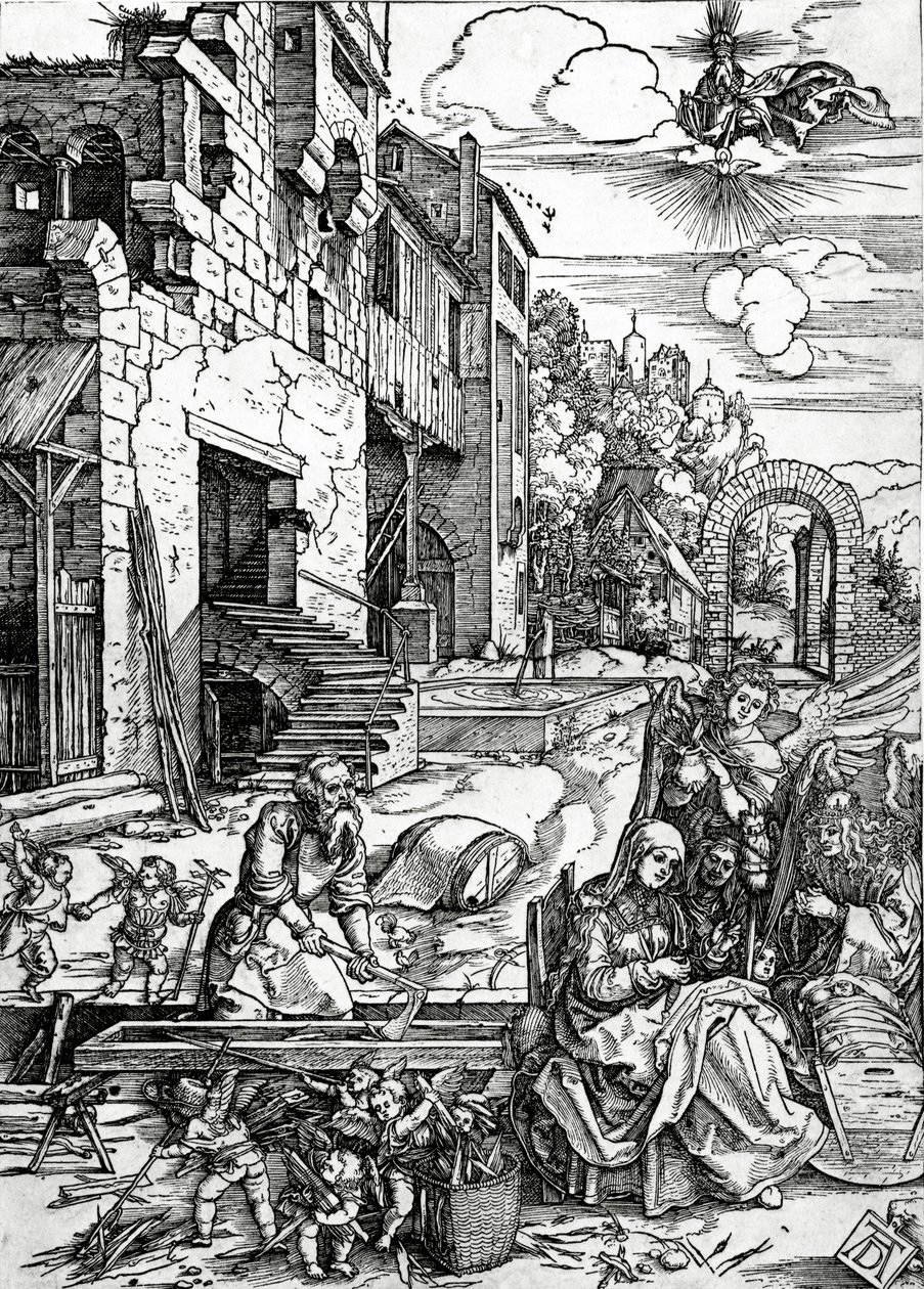O resto da fuga para o Egito, da série &39;Vida da Virgem&39; de Albrecht Dürer