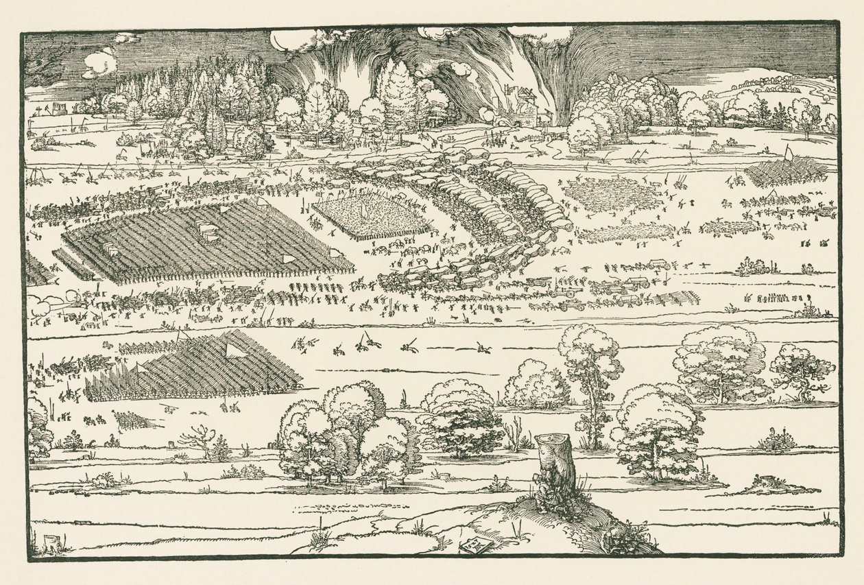 O cerco de uma fortaleza. Bloco da direita de Albrecht Dürer or Duerer