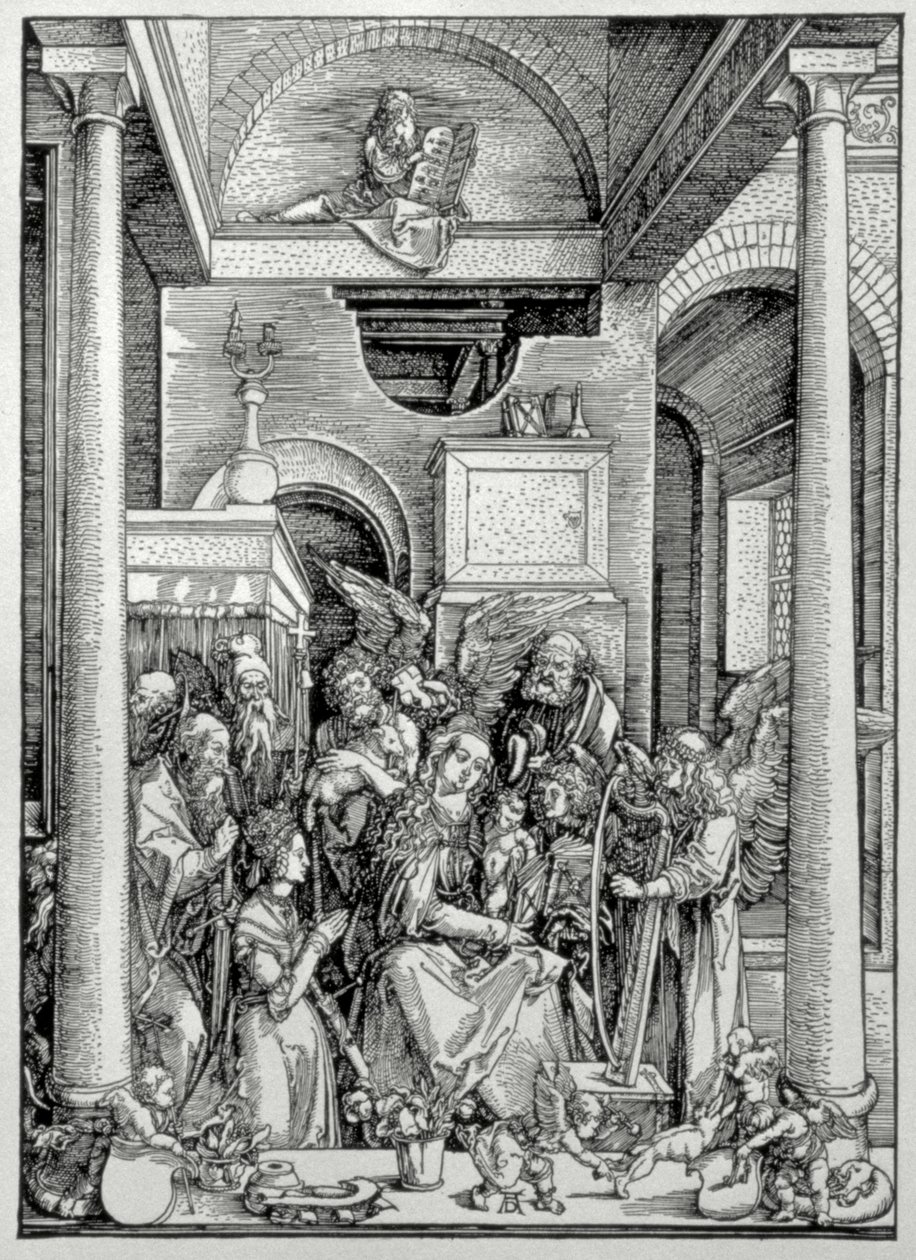 A Virgem e o Menino com Santos (xilogravura) de Albrecht Dürer