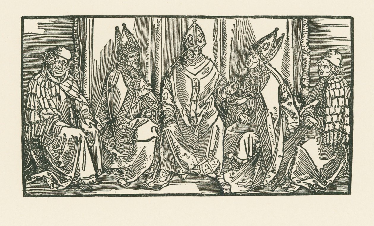 Três bispos e dois monges de Albrecht Dürer or Duerer