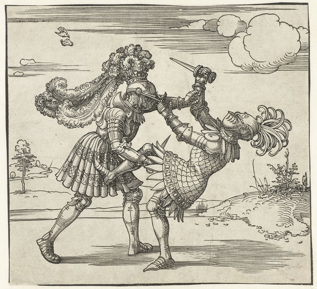 Dois cavaleiros a lutar de Albrecht Dürer or Duerer