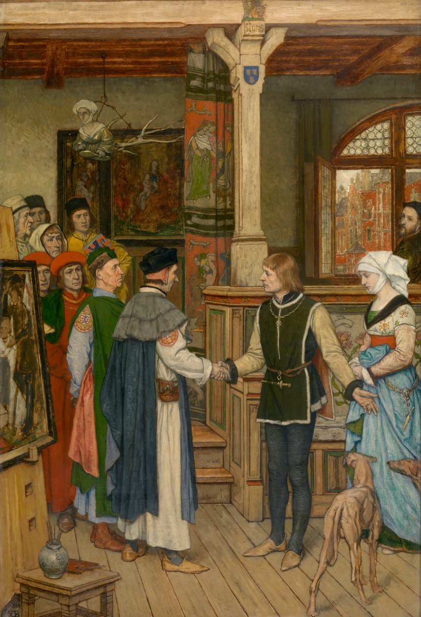 Os Magistrados visitam o Workshop de Jan van Eyck (óleo sobre tela) de Albrecht de Vriendt