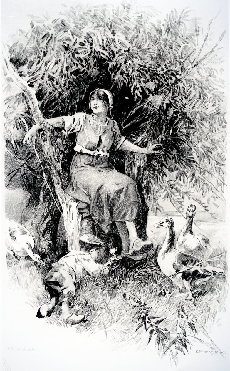 Fadette, ilustração de &39;Little Fadette&39; por George Sand de Alcide Theophile Robaudi