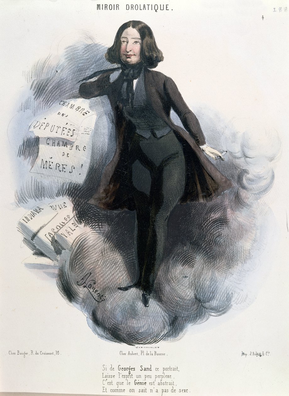 Caricatura de George Sand (1804-76) c.1848 de Alcide Joseph Lorentz