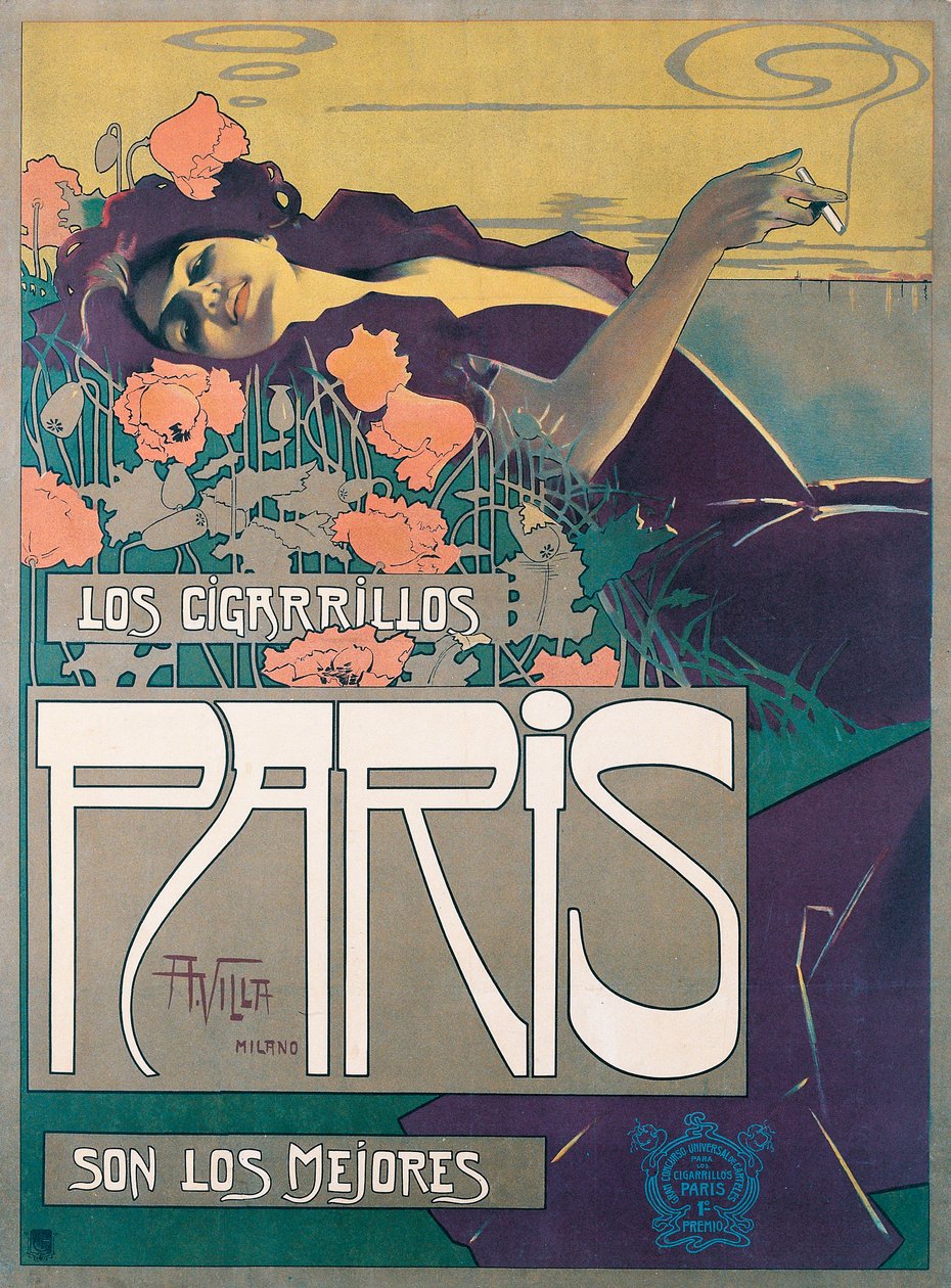 Cigarros Paris Cartaz de Aleardo Villa de Aleardo Villa