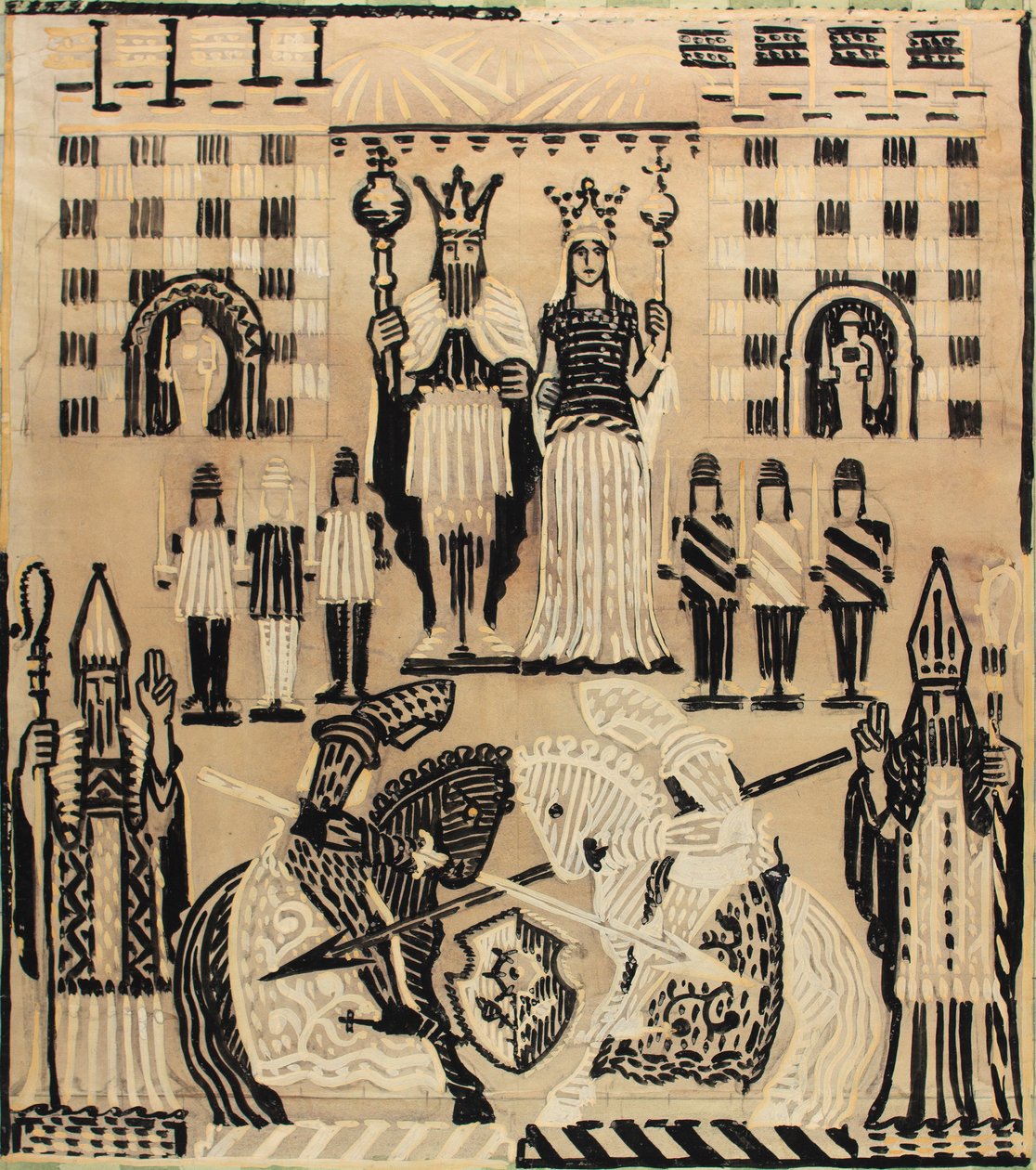 Royal Joisting, Março de 1928 (guache sobre papel) de Alec Hunter