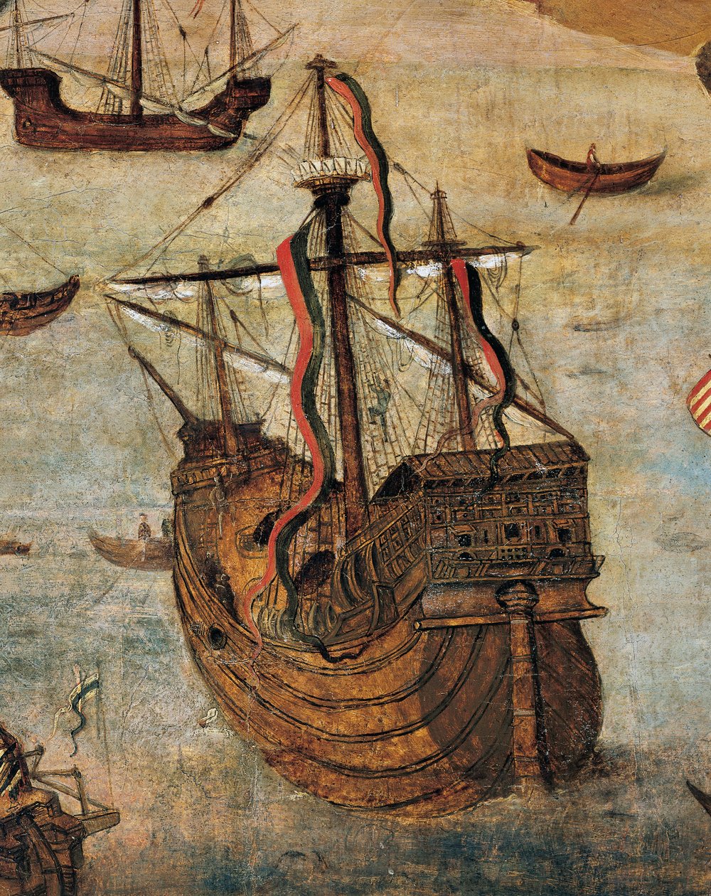 Caravela Espanhola (detalhe da Virgin of the Navigators) de Alejo Fernandez