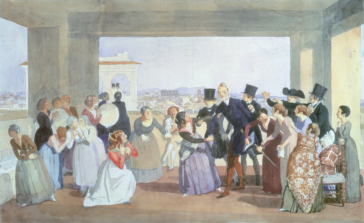 Celebração de outubro em Roma, 1842 (wc no papel) de Aleksander Ivanov