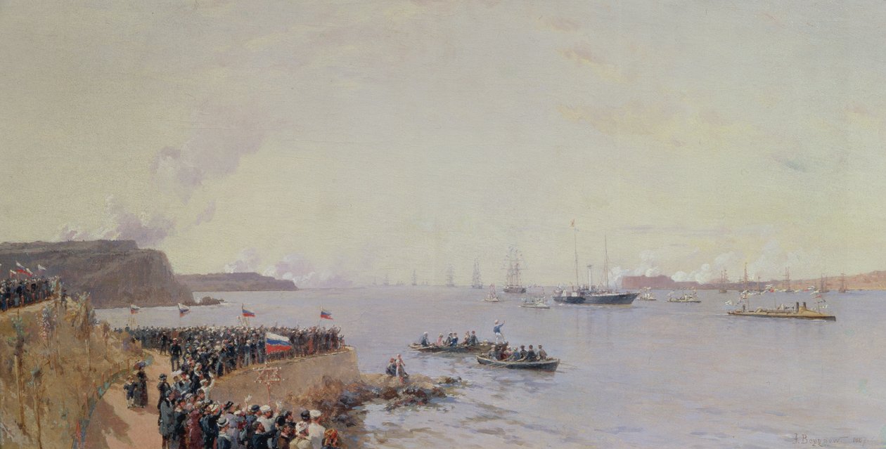 Chegada do Imperador Alexandre III (1845-94) em Sevastopol, 1887 de Aleksandr Karlovich Beggrov