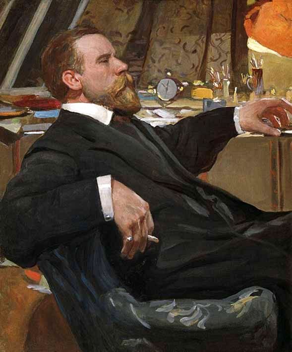 O retrato do artista Ivan Goryushkin-Sorokopudovn: -n de Aleksandr Vakhrameev