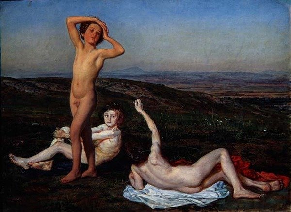 Três Rapazes Nus, estudem para "A Aparição de Cristo perante o Povo". de Aleksandr Andreevich Ivanov