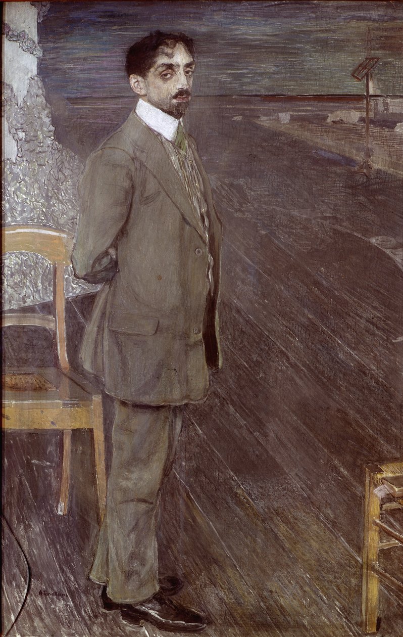 Retrato de Mikhail Kuzmin, 1910 (tempera e pastel sobre tela) de Aleksandr Jakovlevic Golovin