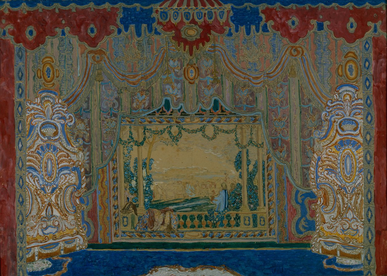 Cenografia da peça de teatro Don Juan de Moliére, 1910 de Aleksandr Jakovlevic Golovin