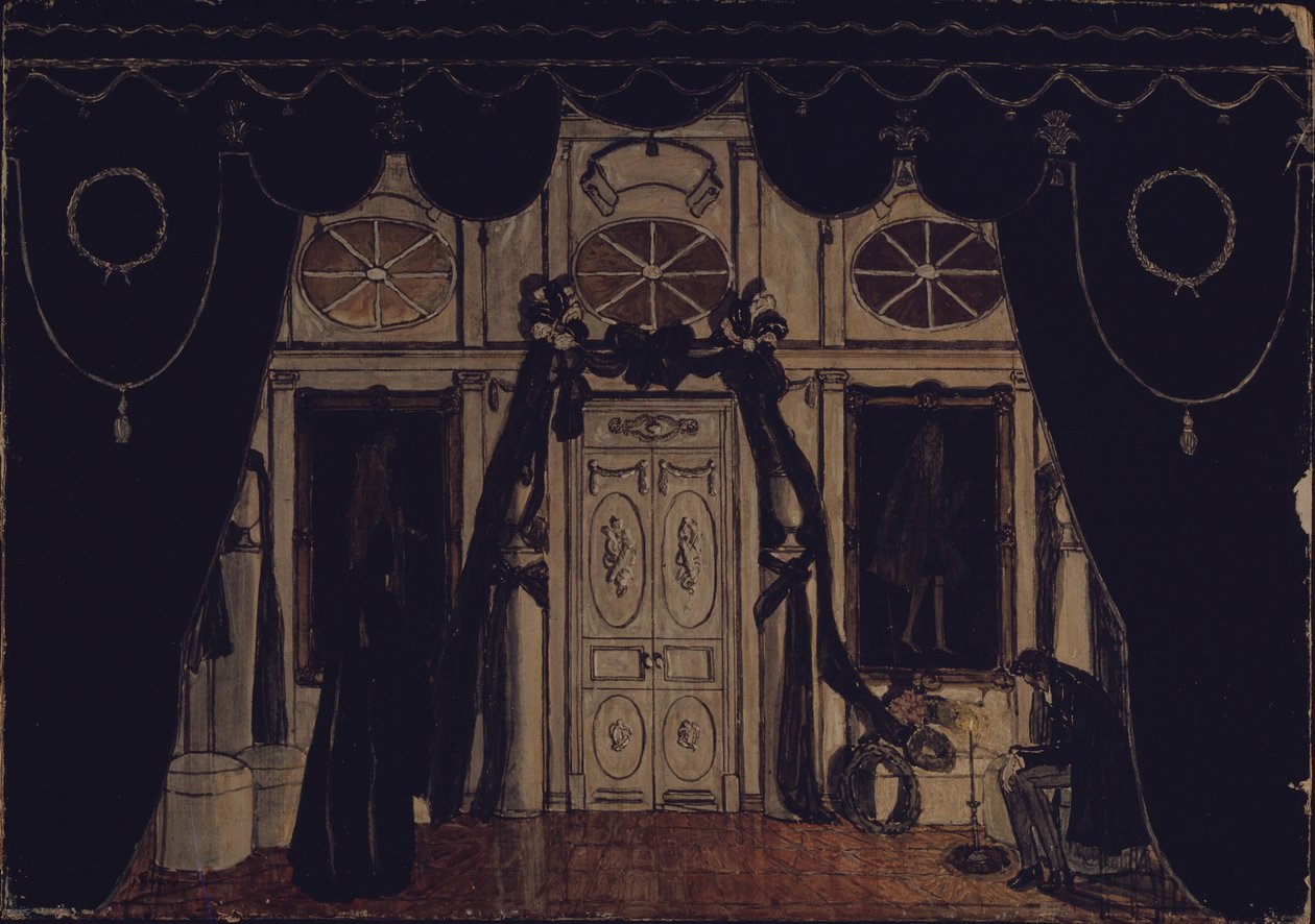 Cenografia da peça de teatro The Masquerade de M. Lermontov, 1917 de Aleksandr Jakovlevic Golovin