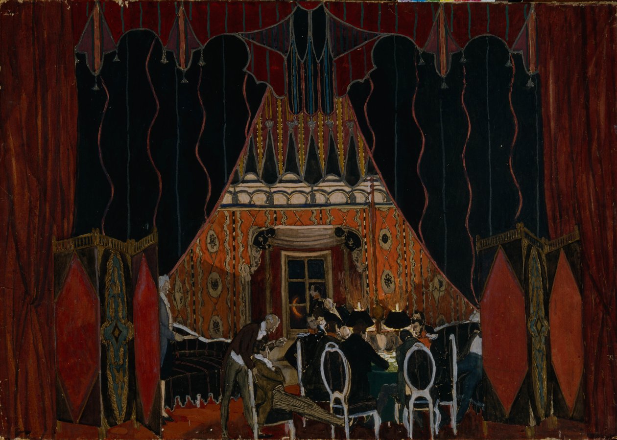 Cenografia da peça de teatro The Masquerade de M. Lermontov, 1917 de Aleksandr Jakovlevic Golovin