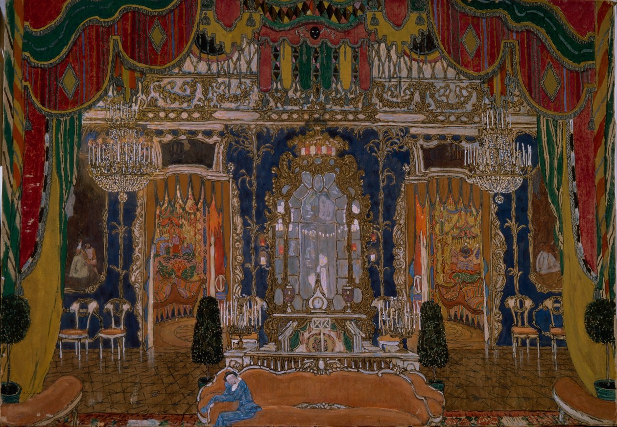 Cenografia da peça de teatro The Masquerade de M. Lermontov, 1917 de Aleksandr Jakovlevic Golovin