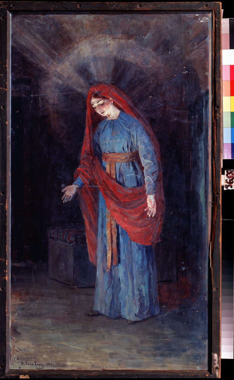 "Madonna da Anunciação"" Pintura de Alexander Yakovlevich Golovin (Alexander Golovin) (1863-1930) 1894 State United Art Museum, Kostroma de Aleksandr Jakovlevic Golovin
