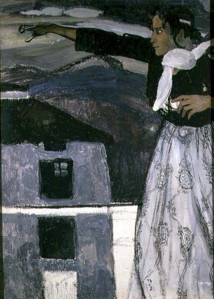 Mulher em cinzento (óleo sobre tela) de Aleksandr Jakovlevic Golovin