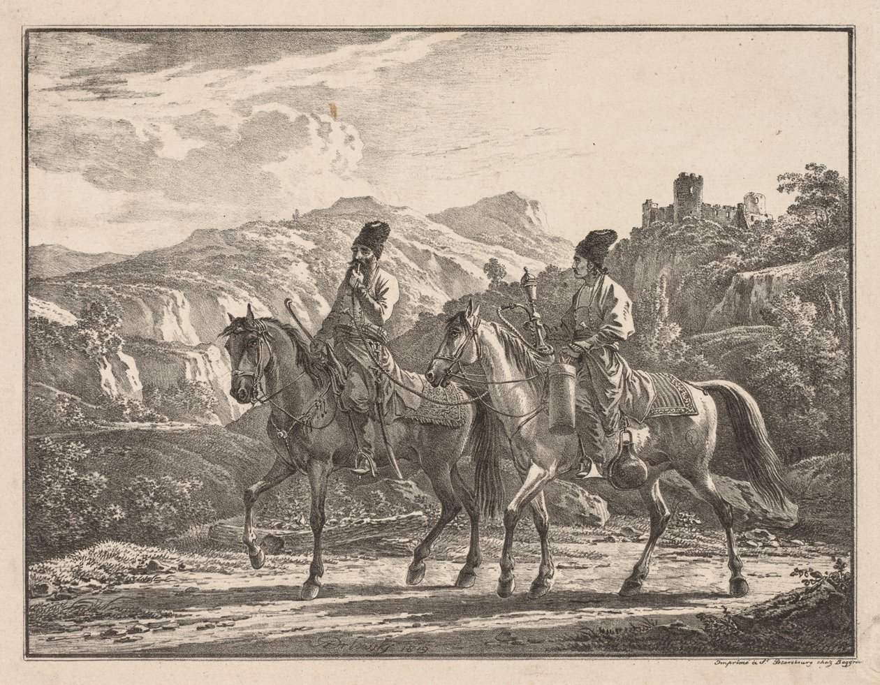 Dois cossacos a cavalo de Aleksandr Orlowski