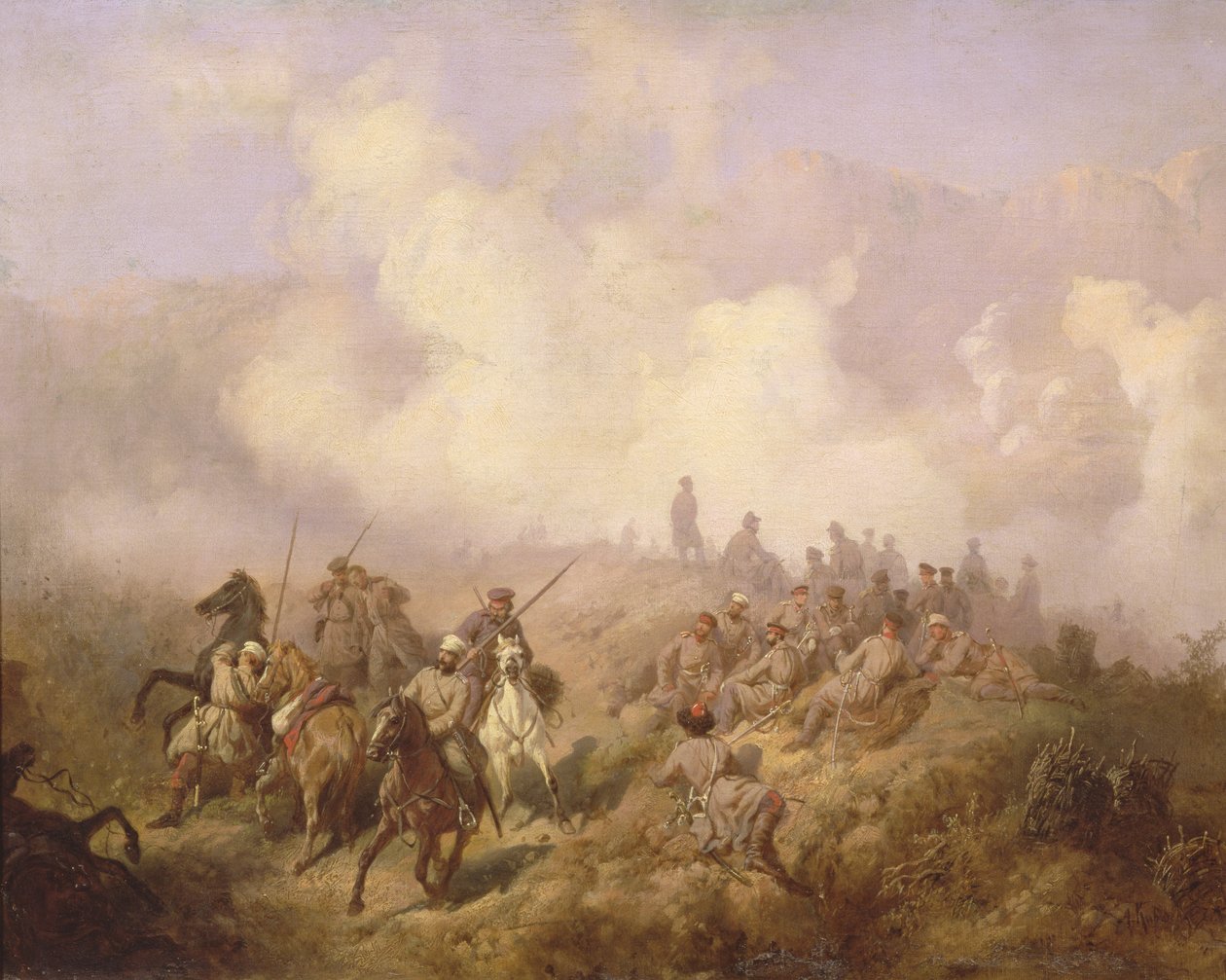 Uma cena da guerra russo-turca em 1877-78, c.1870-80 de Aleksei Danilovich Kivshenko