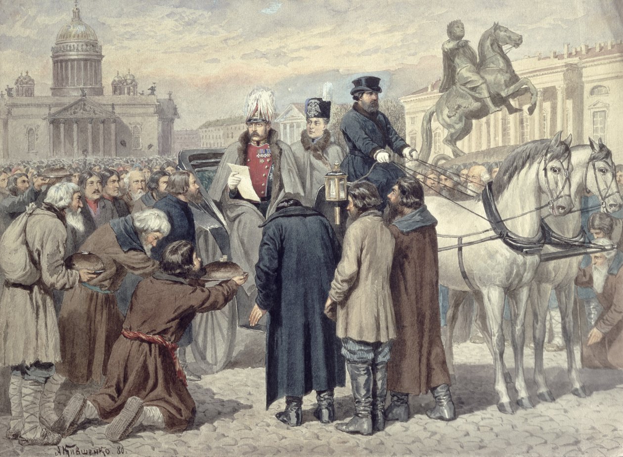 Imperador Alexandre II proclamando a Reforma da Emancipação de 1861, 1880 de Aleksei Danilovich Kivshenko