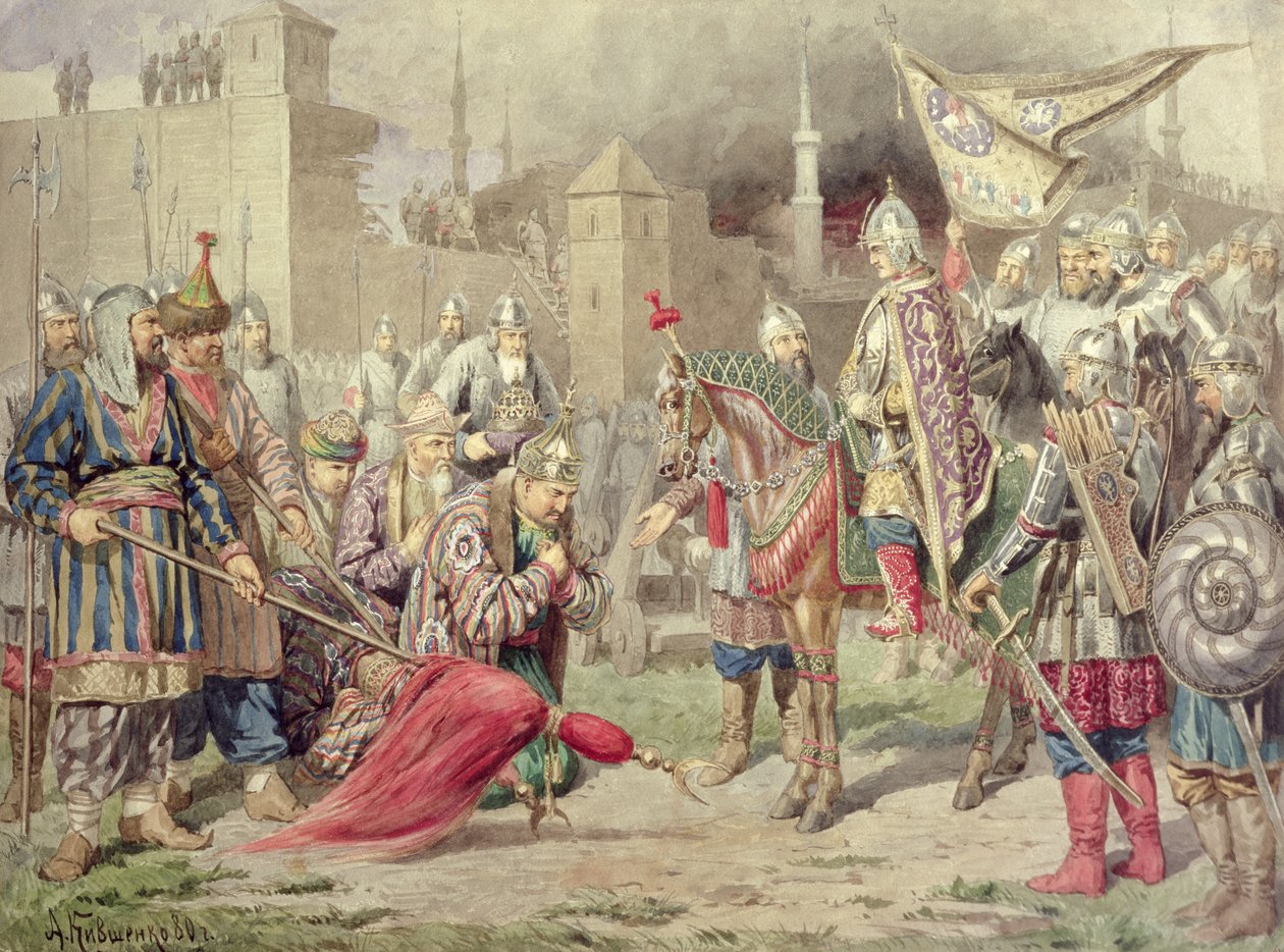 Czar Ivan IV Vasilyevich o Terrível (1530-1584) conquistando Kazan, 1880 de Aleksei Danilovich Kivshenko