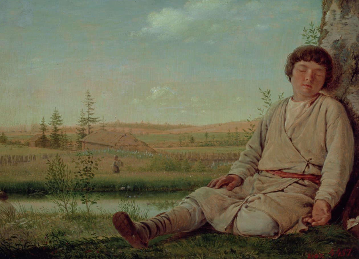 Pastor do sono, 1823-26 (painel) de Aleksei Gavrilovich Venetsianov