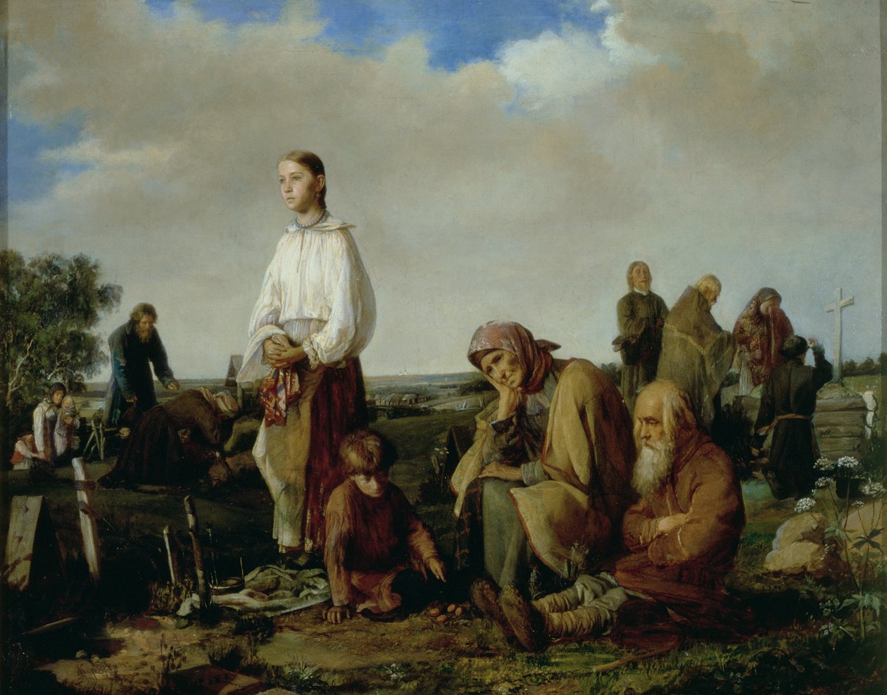O despertar no cemitério, 1865 de Aleksei Ivanovich Korzukhin