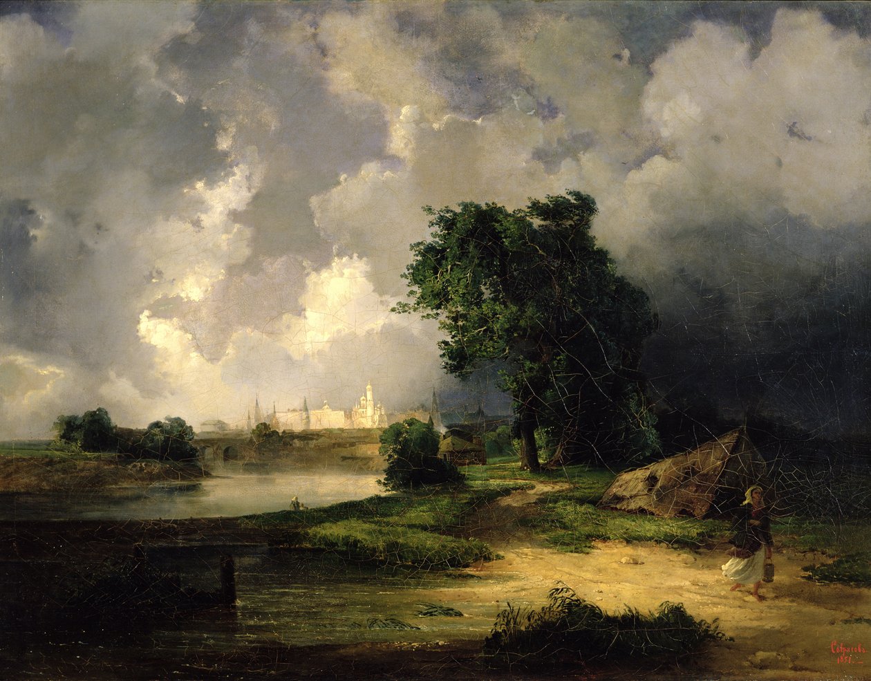 Vista do Kremlin em mau tempo, 1851 de Alexei Kondratjewitsch Sawrassow