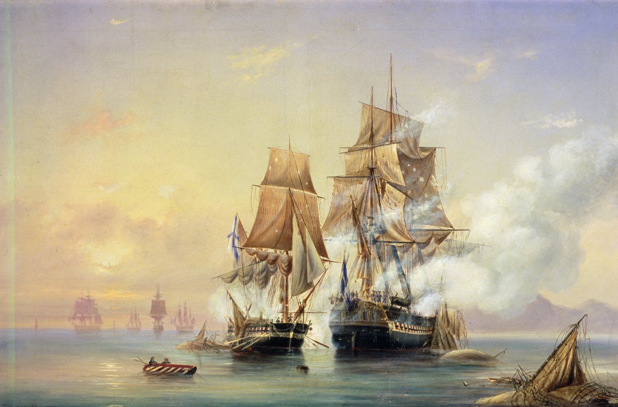 O mercúrio de corte russo captura a fragata sueca Vênus em 21 de maio de 1789, 1845 de Aleksei Petrovich Bogolyubov