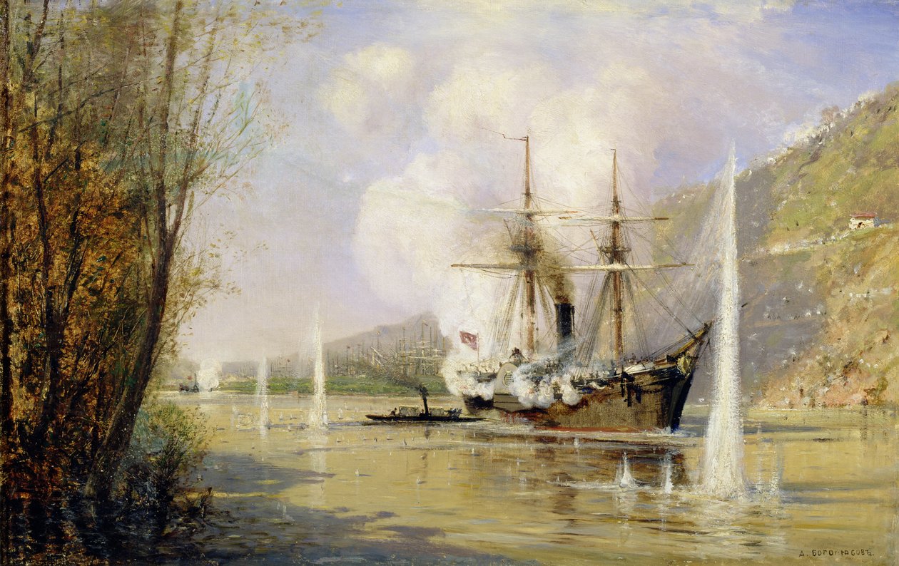 O Destruidor Russo &39;Shutka&39; atacando um navio turco em 16 de junho de 1877 de Aleksei Petrovich Bogolyubov