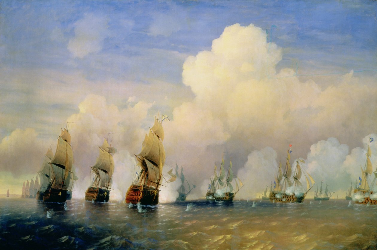 A Guerra do Mar Russo-Sueca perto de Kronstadt em 1790 de Aleksei Petrovich Bogolyubov