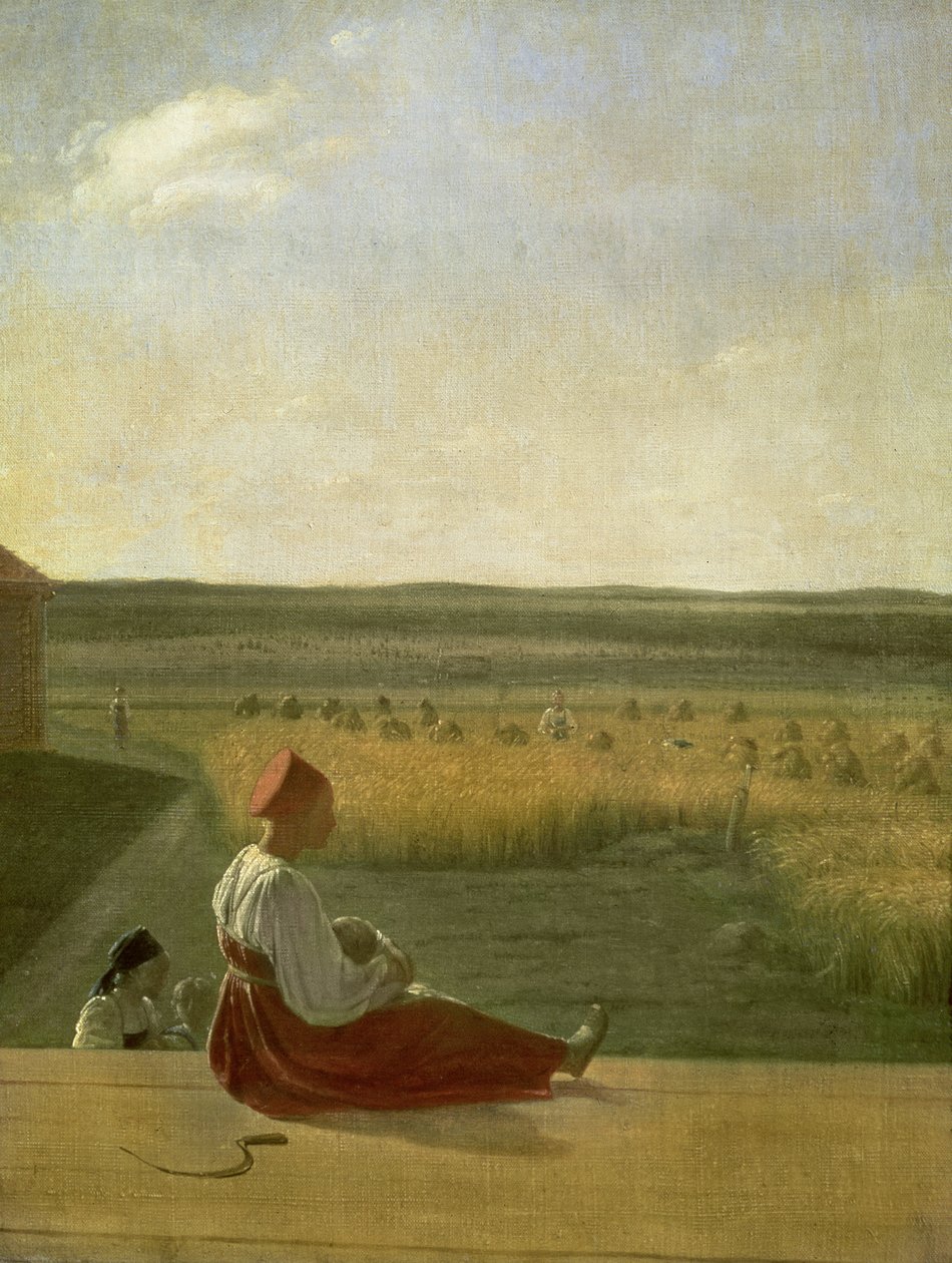 Colheita no verão, década de 1820 de Aleksei Gavrilovich Venetsianov