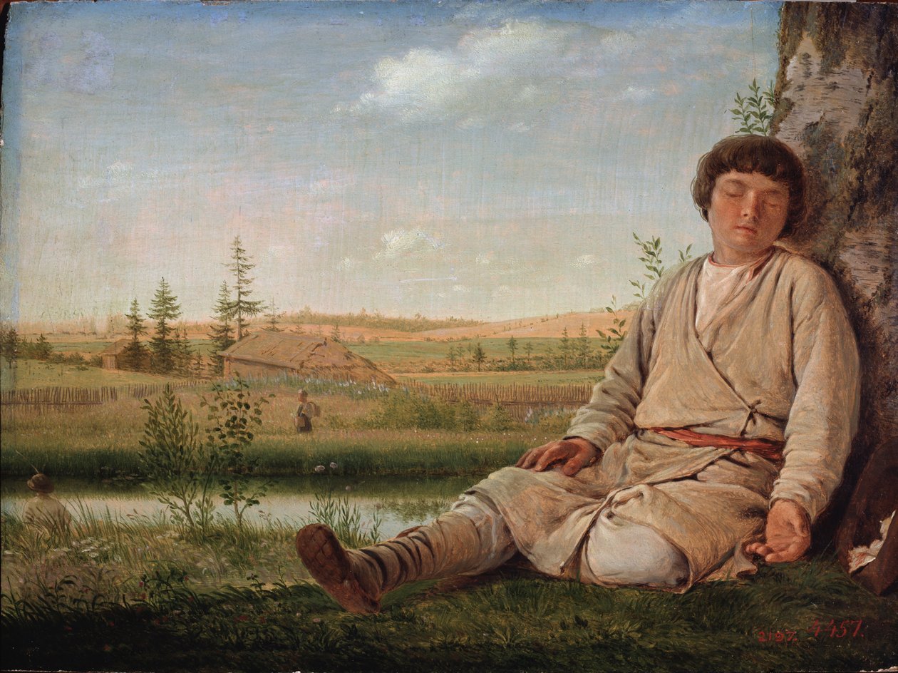 Menino pastor adormecido, 1823 de Aleksei Gavrilovich Venetsianov