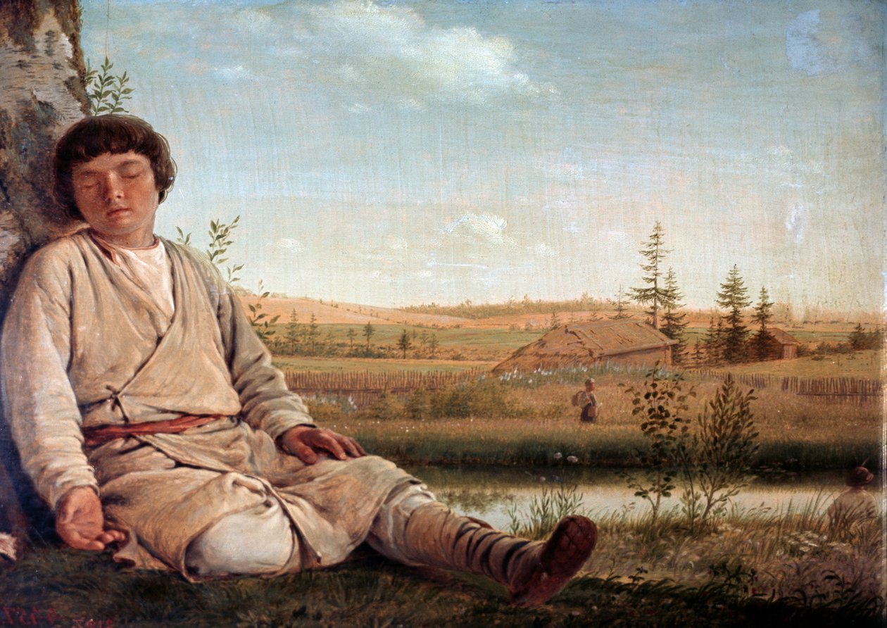 Pastor adormecido, de Aleksey Venetsianov (1780-1847) de Aleksei Gavrilovich Venetsianov