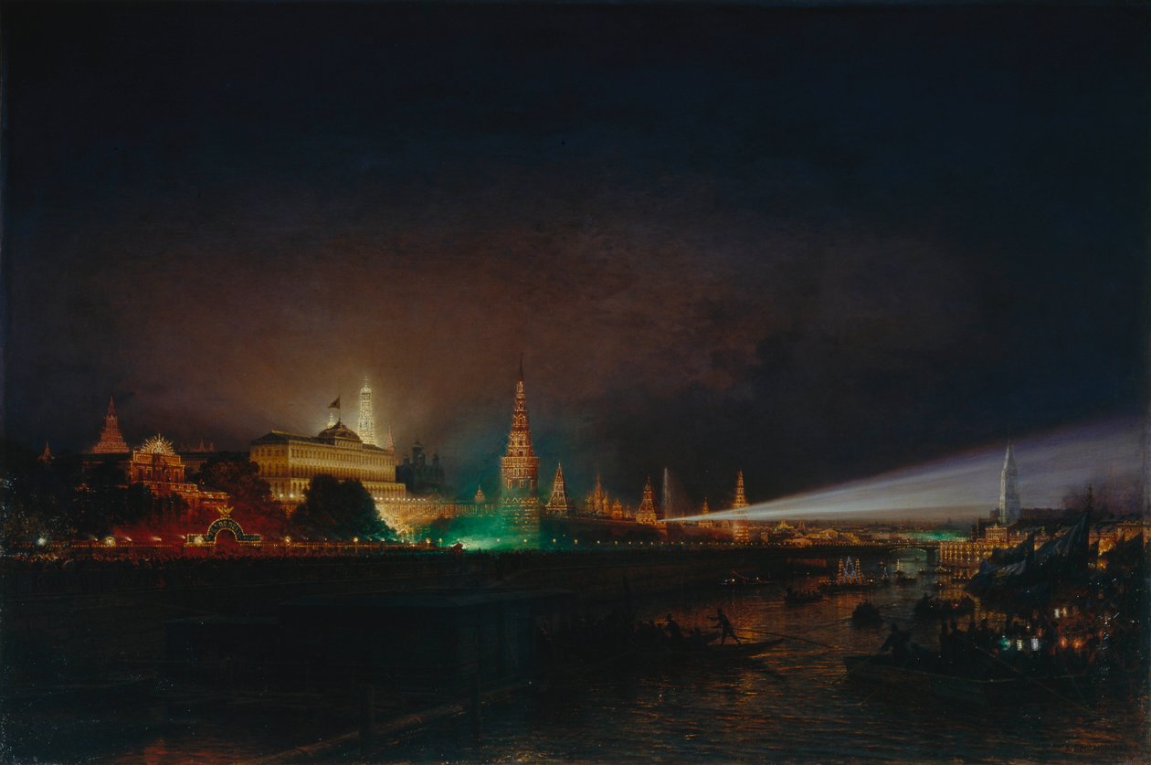 Iluminação do Kremlin de Moscou, 1883 de Aleksei Petrovich Bogolyubov