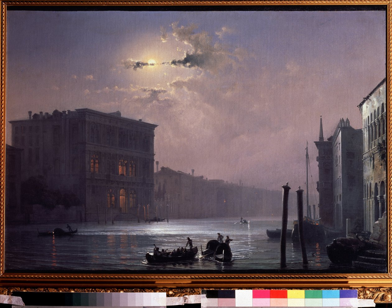 O Grande Canal em Veneza (Itália). Pintura de Alexei Petrovich Bogolyubov (Bogoliubov ou Bogolioubov) (1824-1896). Óleo sobre tela, depois de 1854, 63,8 x 90,5 cm, arte russa. Museu estatal V.Tropinin, Moscovo. de Aleksei Petrovich Bogolyubov