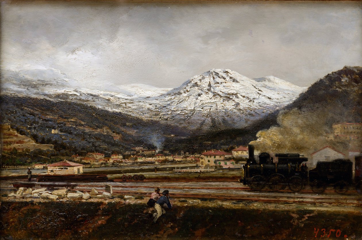 Paisagem da montanha por Alexei Petrovich Bogolyubov (Bogoliubov ou Bogolioubov) (1824-1896) de Aleksei Petrovich Bogolyubov
