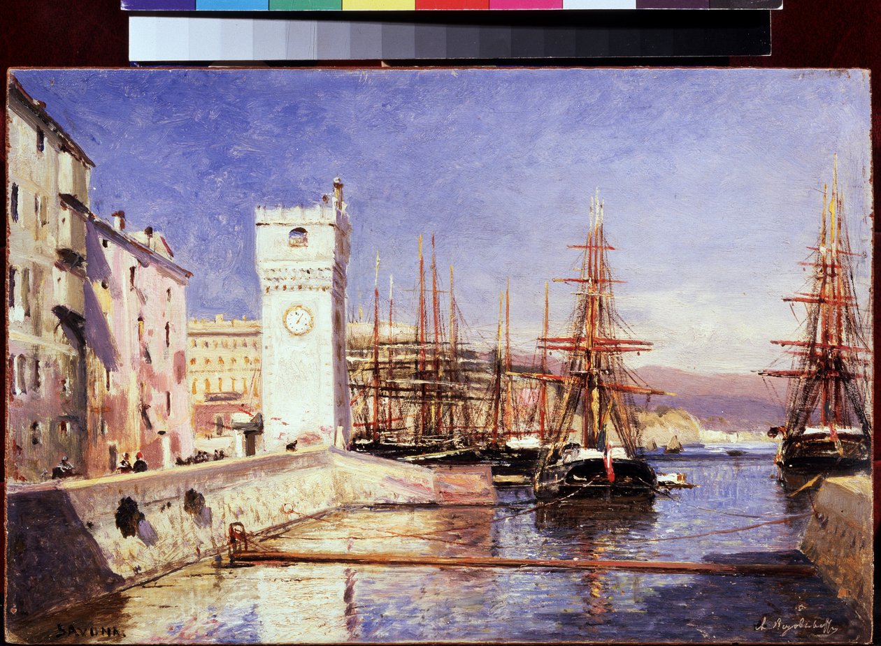 Savone (Savona) (Itália). Peinture de Alexei Petrovich Bogolyubov (Bogoliubov ou Bogolioubov) (1824-1896). Huile sur toile de Aleksei Petrovich Bogolyubov