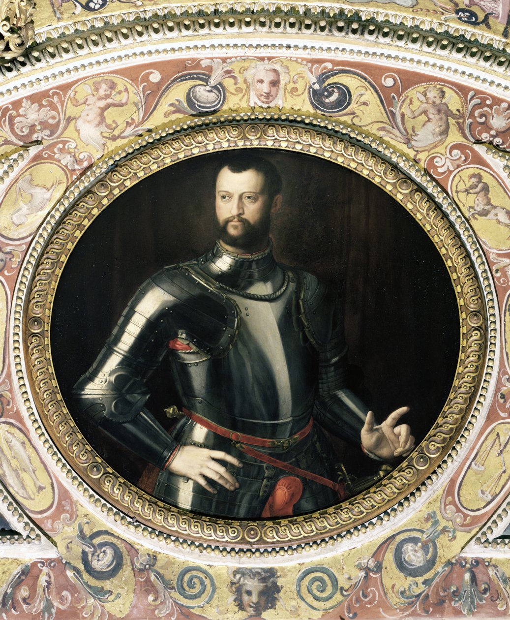 Retrato de Cosimo I de &39;Medici (1519-1574) do Studiolo de Francesco I, 1572 (ardósia) de Alessandro Allori