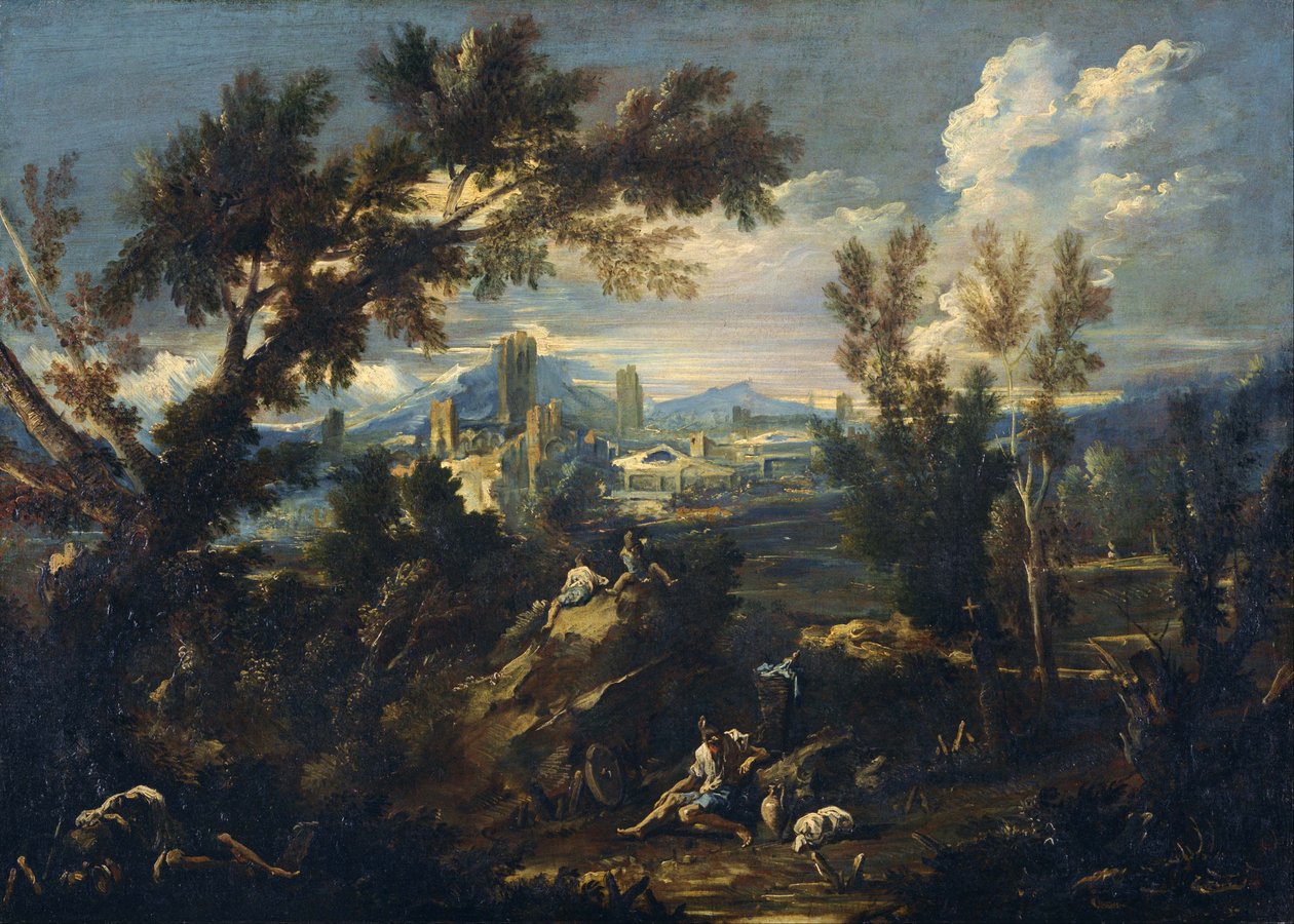 Paisagem com pastores de Alessandro Magnasco