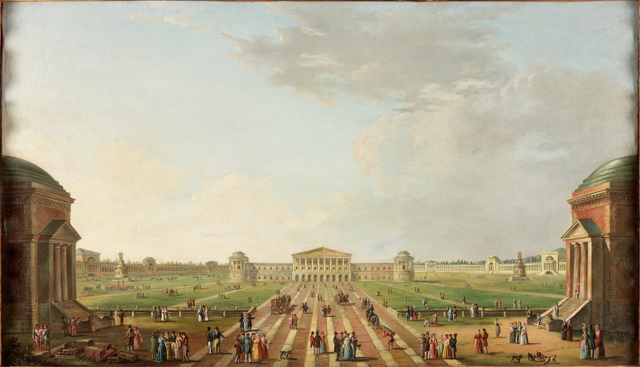 Vista do Projetado Foro Bonaparte, Milão, c.1800 de Alessandro Sanquirico
