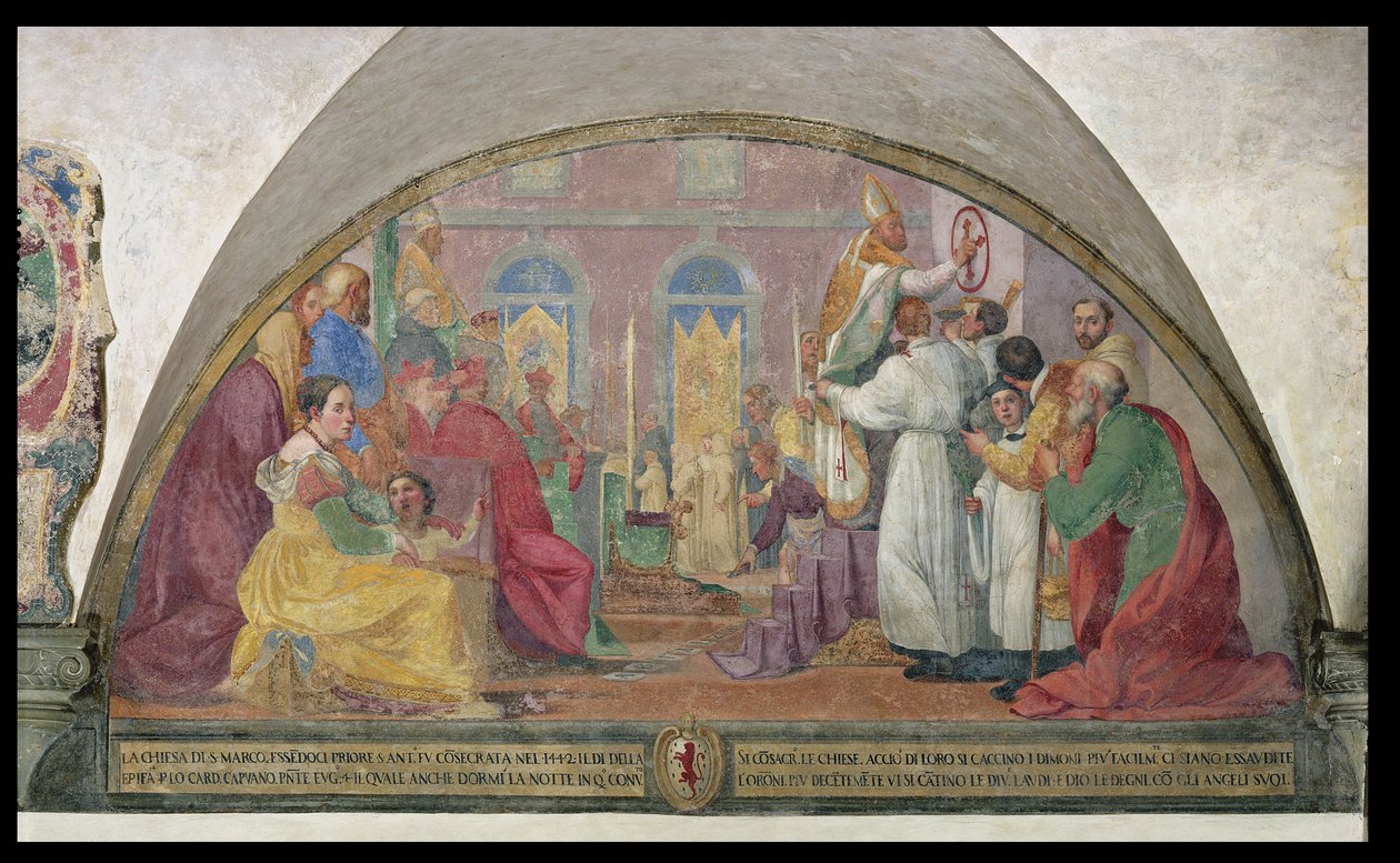 Papa Eugene IV Consagrando o convento de San Marco em 1442 de Alessandro Tiarini