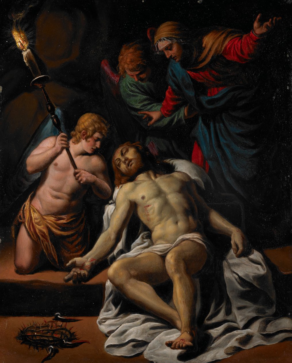 A Lamentação, c.1617 (óleo, aumentado em ouro, em cobre) de Alessandro Turchi