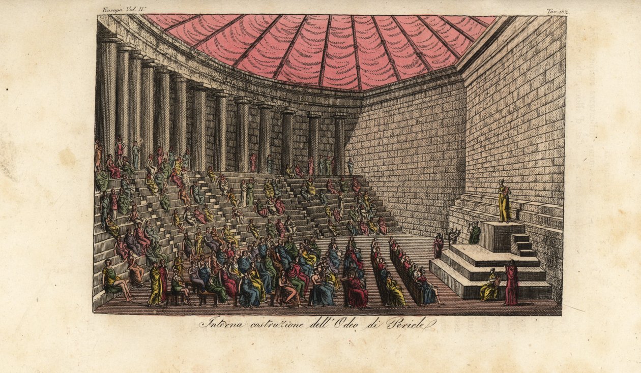 Interior da Odeon of Athens ou Odeon of Pericles em Atenas, Grécia de Alessandro (after) Sanquirico