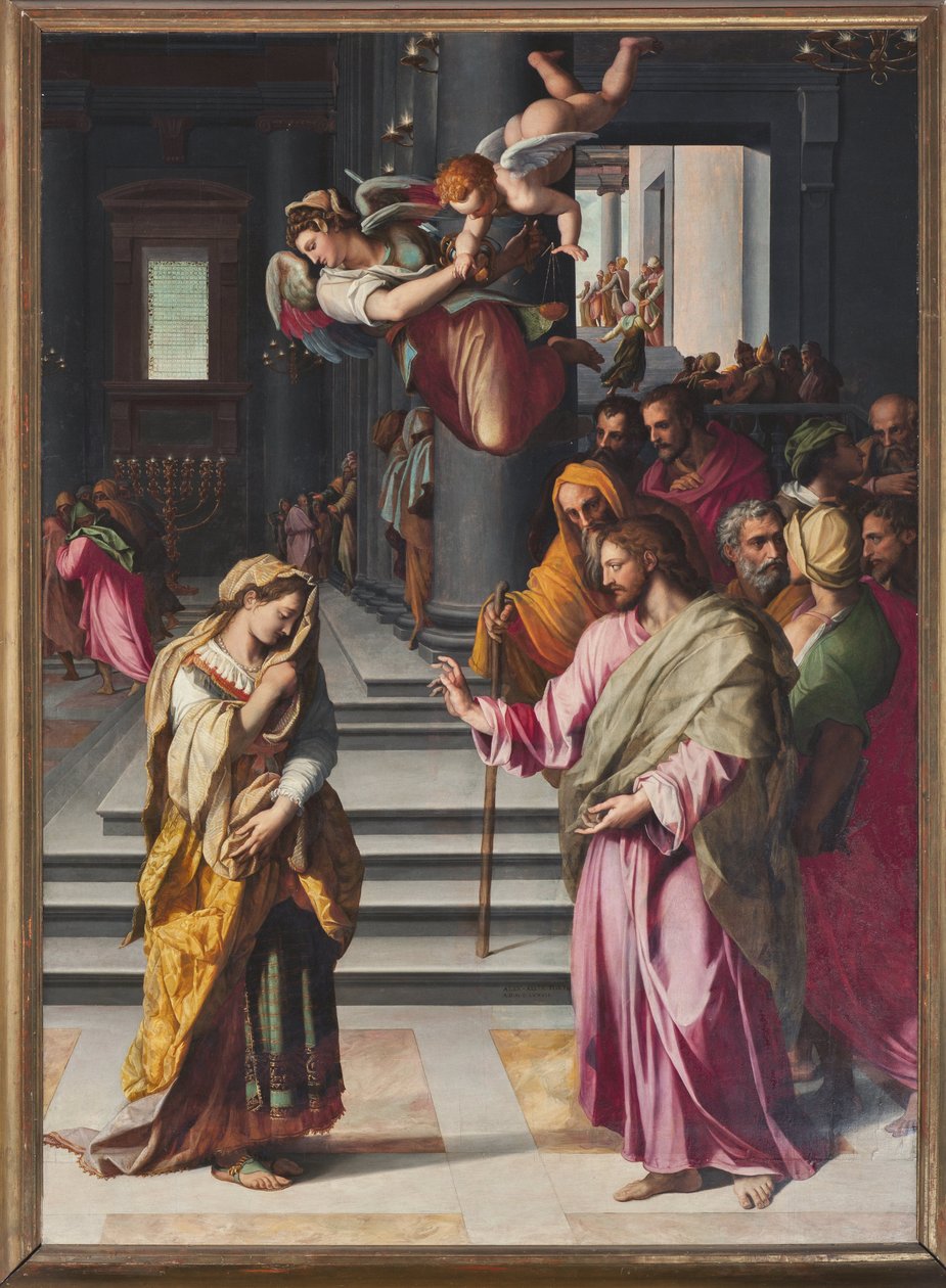 Jesus e a mulher levados em adultério (pintura de Alessandro Allori