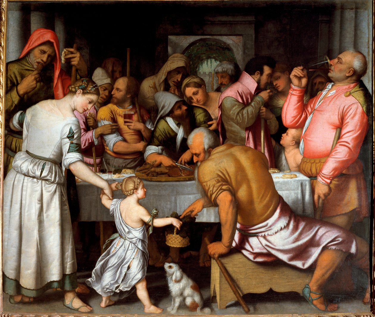 Banquete com cordeiro de Páscoa (óleo sobre tela de Alessandro Bonvicino Moretto