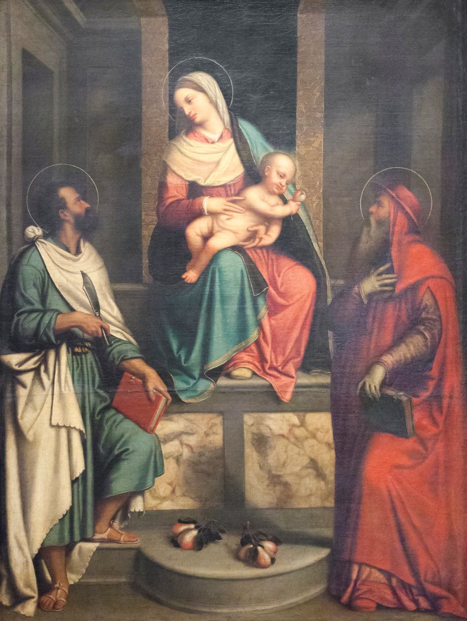 Madonna com Criança e Santos (óleo sobre tela) de Alessandro Bonvicino Moretto