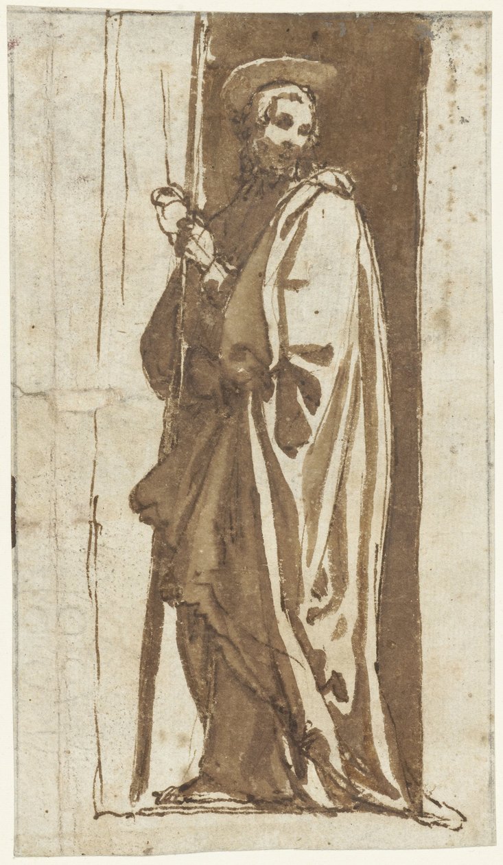 Santo em pé num nicho (João Baptista?) de Alessandro Casolani (possibly)
